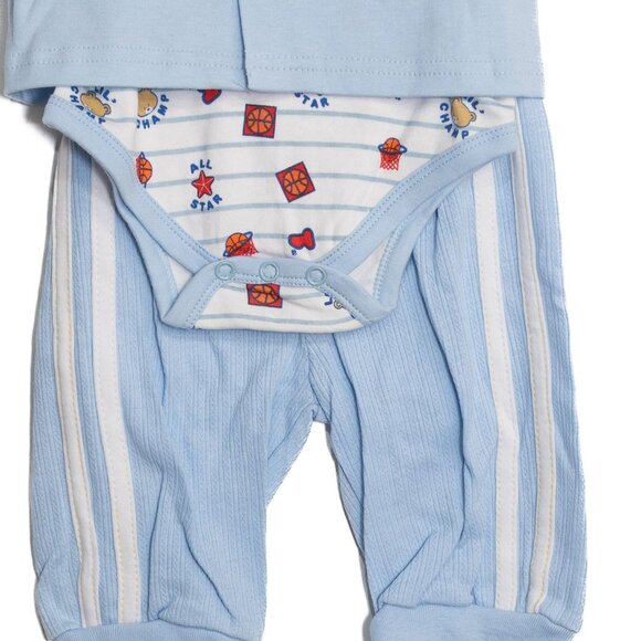 Teddy Room Size 6/9M Infant Lil Champ Blue 3-Piece Outfit Set - Picture 4 of 8